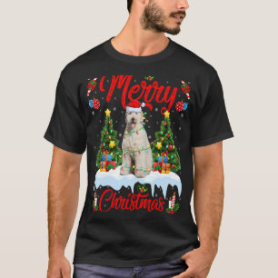 Camiseta Labradoodle Dog Lights Xmas Tree Papais noeis Labr