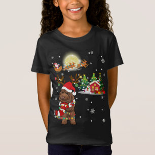 Camiseta Labradoodle Dog Névoa de Natal Leve Tree Xmas