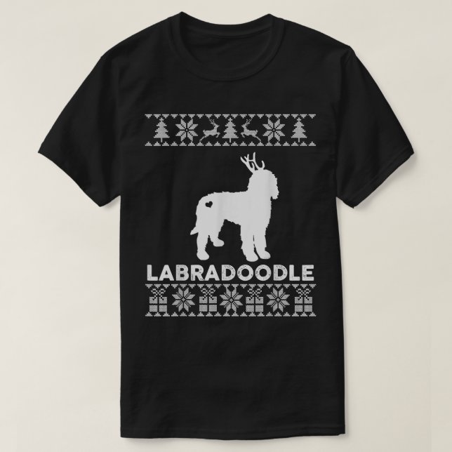 Camiseta Labradoodle Dog Pet Lover Reindeer Ugly Christmas (Frente do Design)