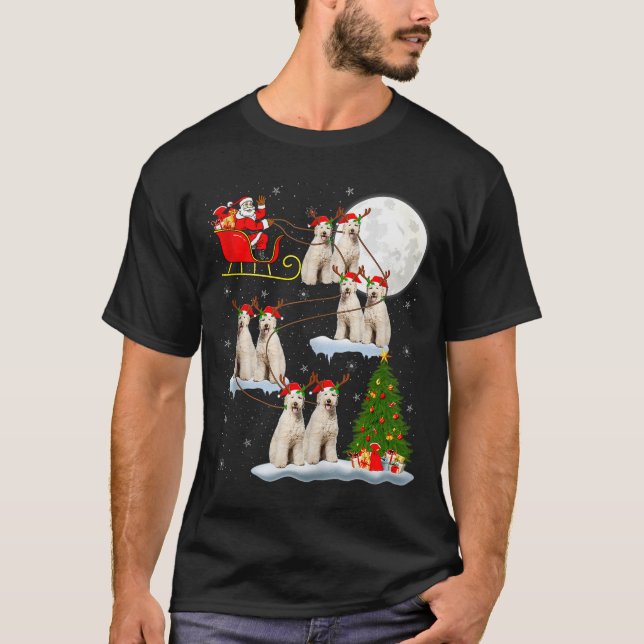 Camiseta Labradoodle Dog Santa Sleigh Flying Funny Magical  (Frente)