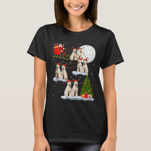 Camiseta Labradoodle Dog Santa Sleigh Flying Funny Magical  (Frente)
