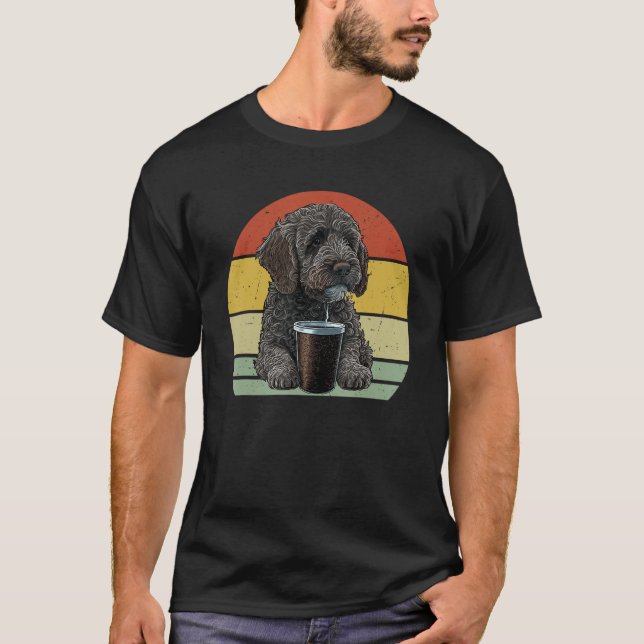 Camiseta Labradoodle Drinking Coffee  Labradoodle Dog And C (Frente)