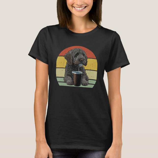 Camiseta Labradoodle Drinking Coffee  Labradoodle Dog And C (Frente)
