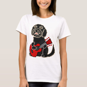 Camiseta Labradoodle engraçado que joga a guitarra