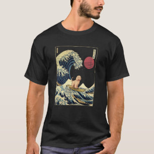 Camiseta Labradoodle Japonês Surf de Onda Kanagawa