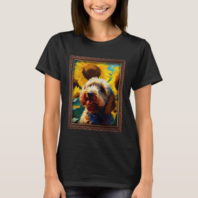 Camiseta Labradoodle Painting Sunflower Flower Mom Women Fl (Frente)