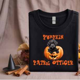 Camiseta Labradoodle preto-branco, irônico laranja
