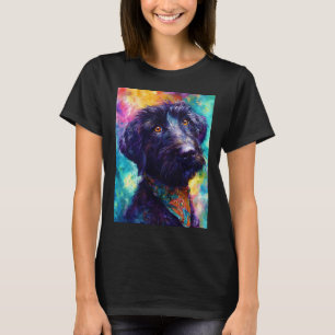 Camiseta Labradoodle Preto em um Lenço Colorido