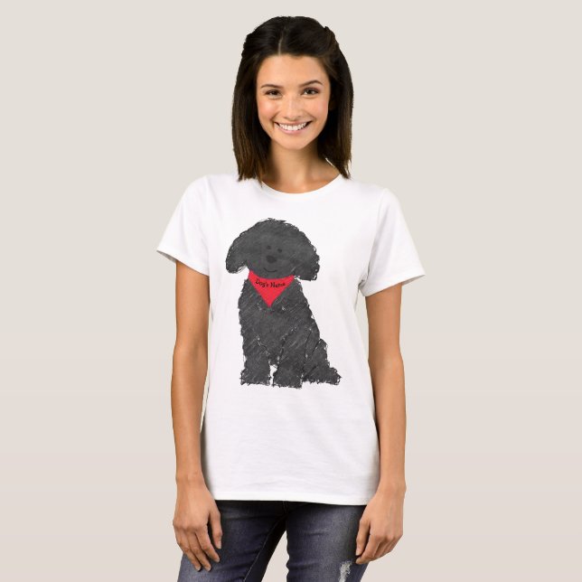 Camiseta Labradoodle Puppy, um desenho personalizado (Frente Completa)