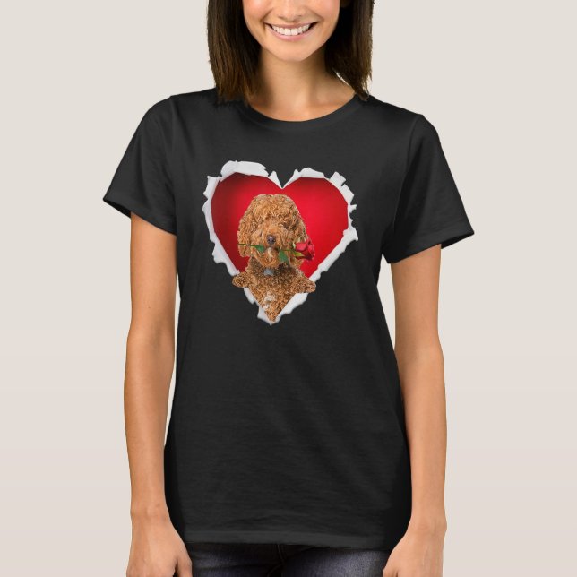 Camiseta Labradoodle Rosa Heart Casal M (Frente)