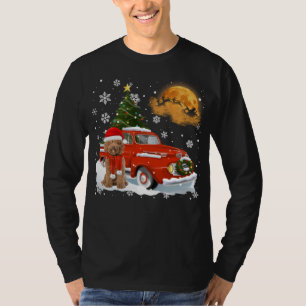 Camiseta Labradoodle Vintage Wagon Red Truck Árvore de Nata