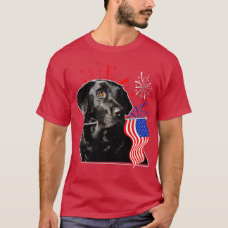 Camiseta Labrador 4 de julho Black Lab Patriotic American F
