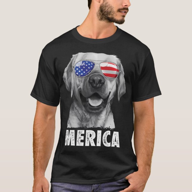Camiseta Labrador 4 De Julho Merica Sunglass Usa (Frente)