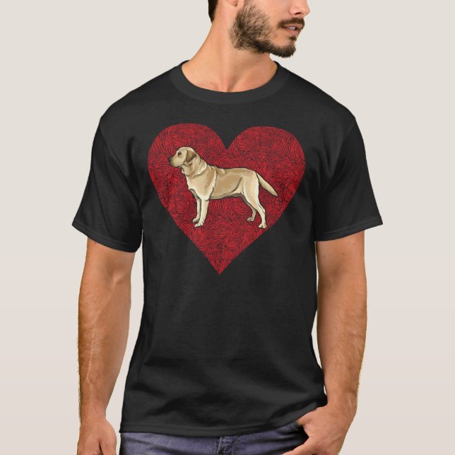 Camiseta Labrador Amarelo Dia de os namorados Retriever Lov (Frente)