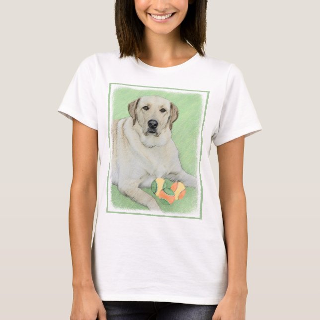 Camiseta Labrador Amarelo - Impressão de Retriever e Tênis (Frente)
