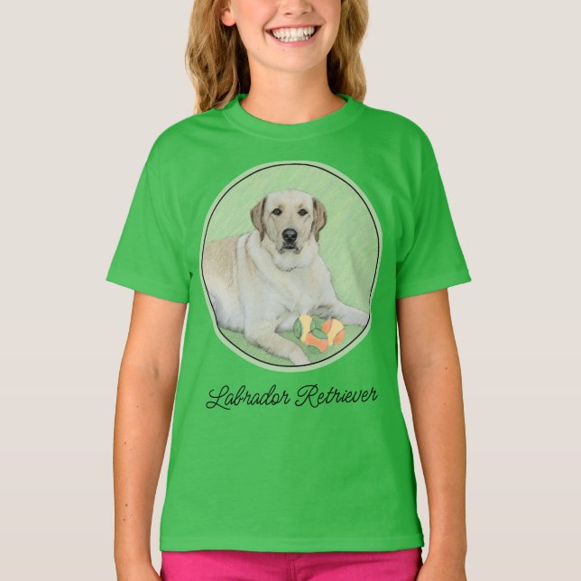 Camiseta Labrador Amarelo - Impressão de Retriever e Tênis (Frente)