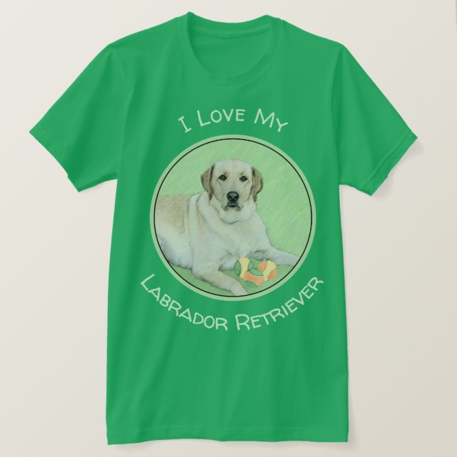 Camiseta Labrador Amarelo - Impressão de Retriever e Tênis (Frente do Design)