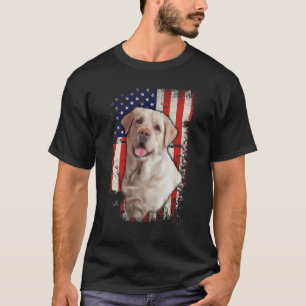 Camiseta Labrador Amarelo Labs Patriótico Americano Bandeir