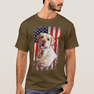 Camiseta Labrador Amarelo Labs Patriótico Americano Bandeir