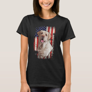 Camiseta Labrador Amarelo Labs Patriótico Americano Bandeir