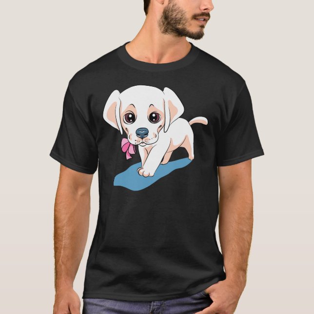 Camiseta Labrador Amarelo Puppy E Daisy (Frente)