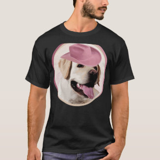 Camiseta Labrador Amarelo Retriever No Chapéu Rosa! Especia