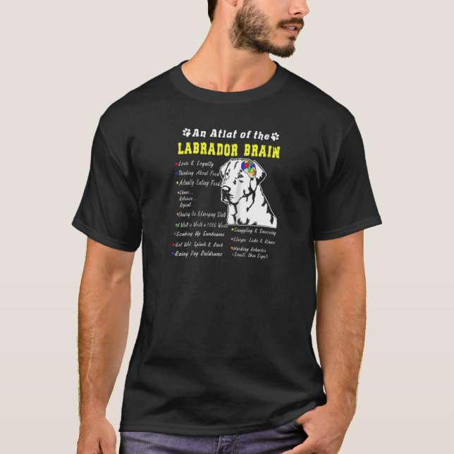 Camiseta Labrador Brain Black Yellow Chocolate Lab Raglan (Frente)
