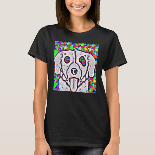 Camiseta Labrador branco, pufe de cachorrinho fofo Labr (Frente)