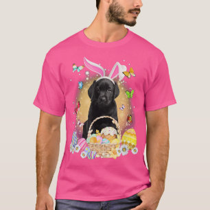 Camiseta Labrador Bunny Dog Com Cesta De Ovos De Páscoa