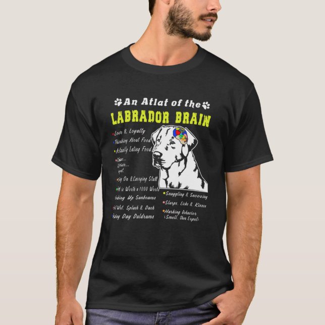 Camiseta Labrador Cérebro Preto Amarelo Chocolate (Frente)