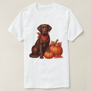 Camiseta Labrador Chocolate com Bandana Vermelha por Abóbor