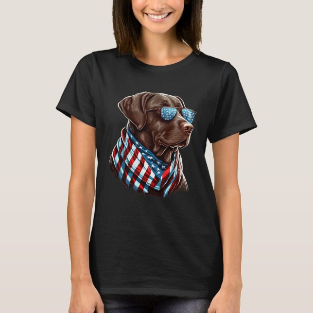 Camiseta Labrador Chocolate Patriotic USA Proud (Frente)