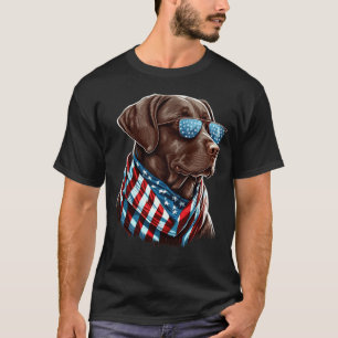 Camiseta Labrador Chocolate Patriótico EUA Orgulhoso