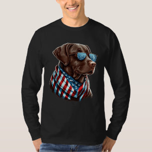 Camiseta Labrador Chocolate Patriótico EUA Orgulhoso