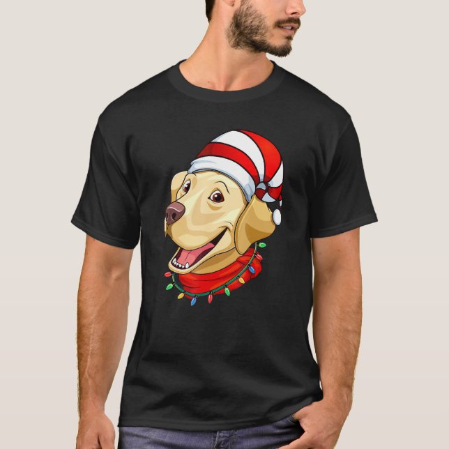 Camiseta Labrador Christmas Dog Santa Hat (Frente)