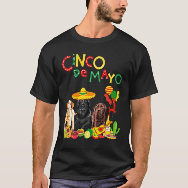 Camiseta Labrador Cinco De Mayo Chocolate Black Lab (Frente)