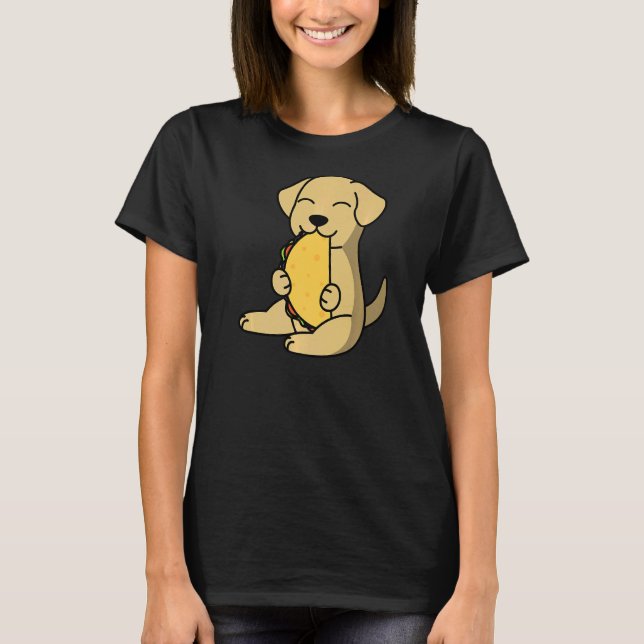 Camiseta Labrador Comendo Um Cachorro De Taco (Frente)