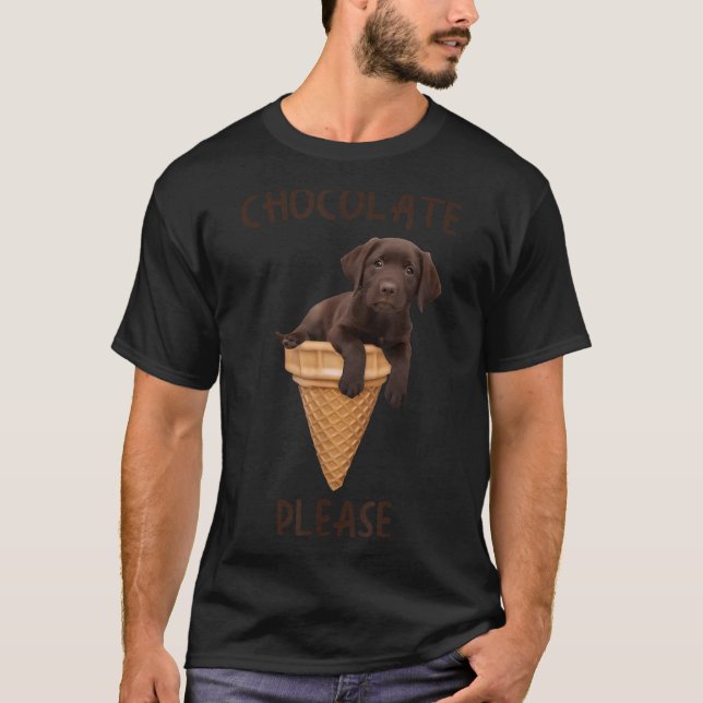 Camiseta Labrador de Sorvete de Waffle Cone de Chocolate (Frente)