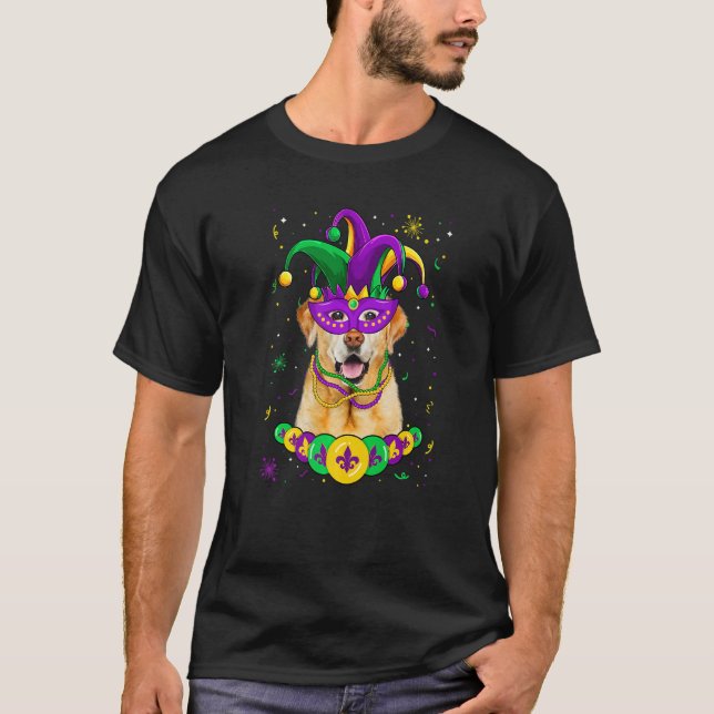 Camiseta Labrador Dog Lover Mardi Gras Carnival Funny Mask (Frente)