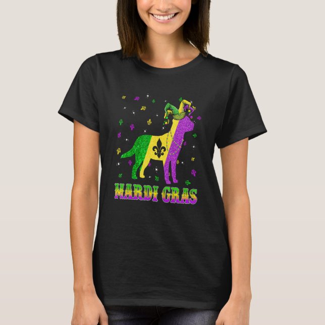 Camiseta Labrador Dog Mardi Gras Carnival Jester Beads (Frente)