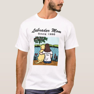 Camiseta Labrador e mamã amarelos personalizados por muito