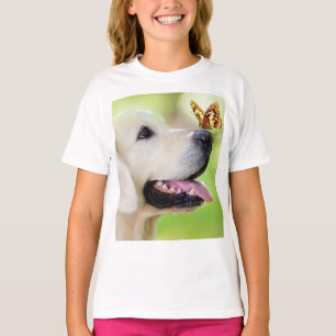 Camiseta Labrador E Travesseiro decorativo De Borboleta