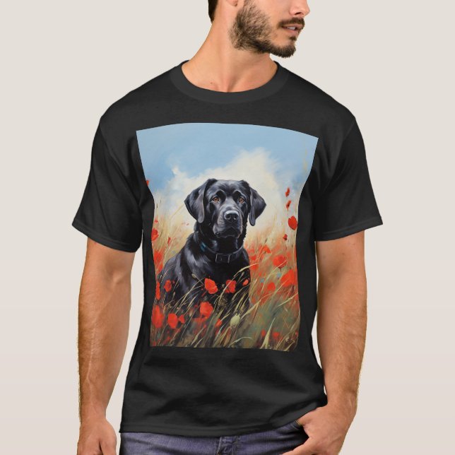 Camiseta Labrador em papoilas (Frente)