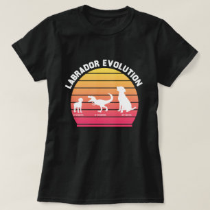 Camiseta Labrador Evolution Engraçado Silhueta Branca Sunse