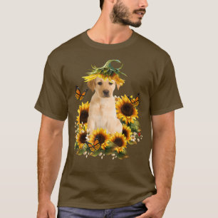 Camiseta Labrador Girassol Borboleta Cachorro Bonito Presen
