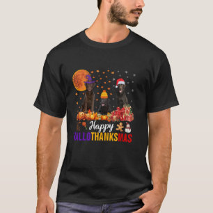 Camiseta Labrador Hallothanksmas Halloween Dia de Ação de G