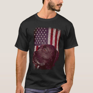 Camiseta Labrador in front of Us Flag