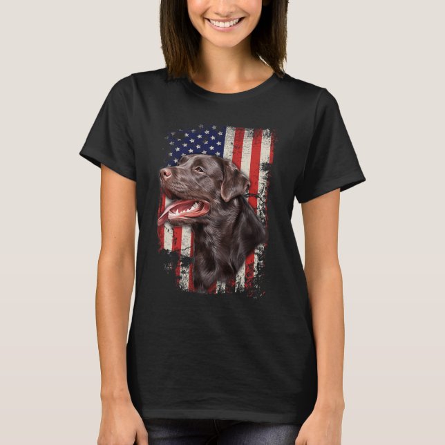 Camiseta Labrador Labs Bandeira Patriótica Americana 4 De J (Frente)