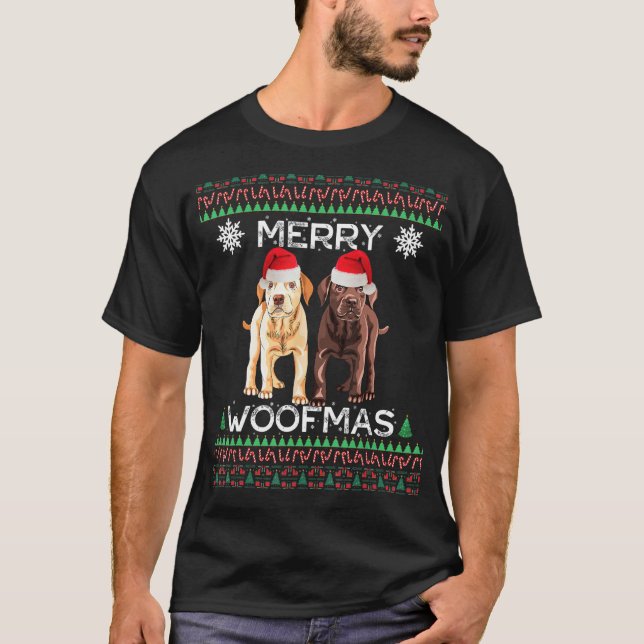 Camiseta Labrador Natal Ugly Yellow Lab Chocolate Labra (Frente)