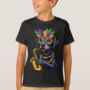 Camiseta Labrador Negro-Bonito Retriever Jogando Mães Saxof